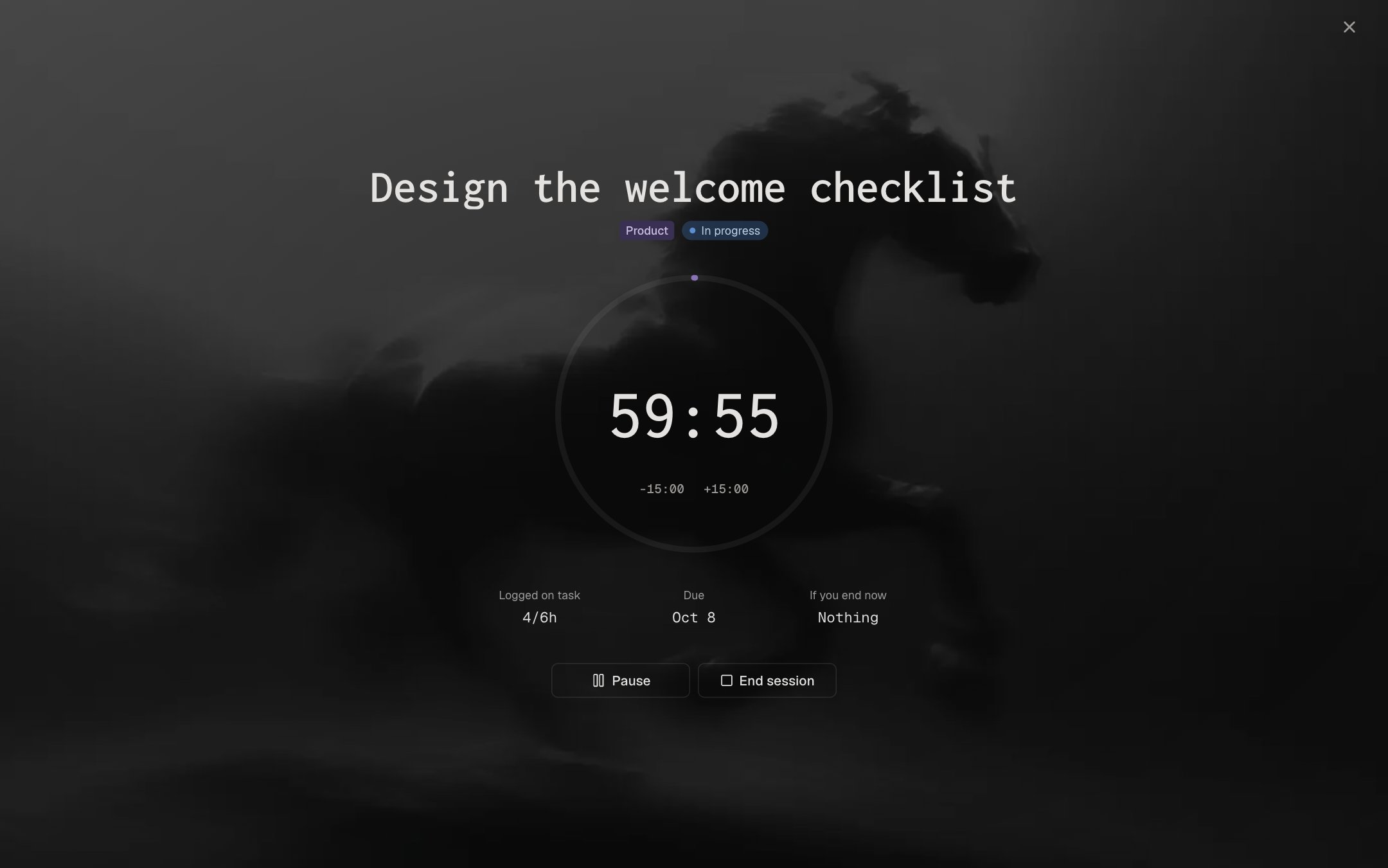 A full-screen Lock In focus session in Nox